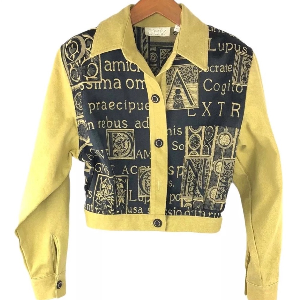 Cache Vintage Latin Embroidered Jacket  XS Mustard